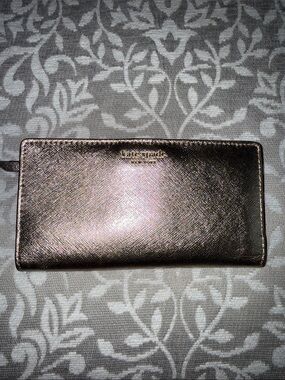 kate spade Metallic Rose Gold Saffiano Zip Around Wallet